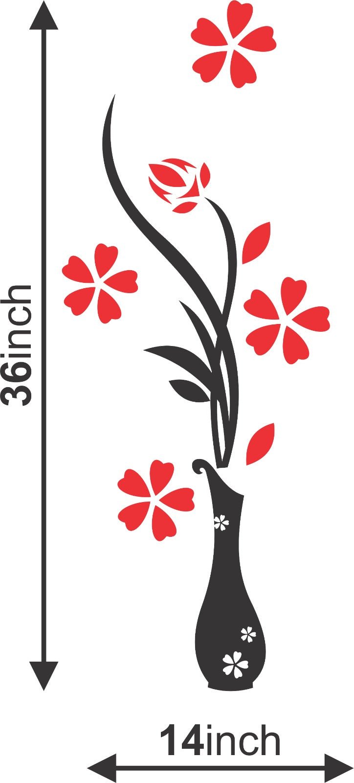 Acrylic 3D Vase plum wall stickers decoration