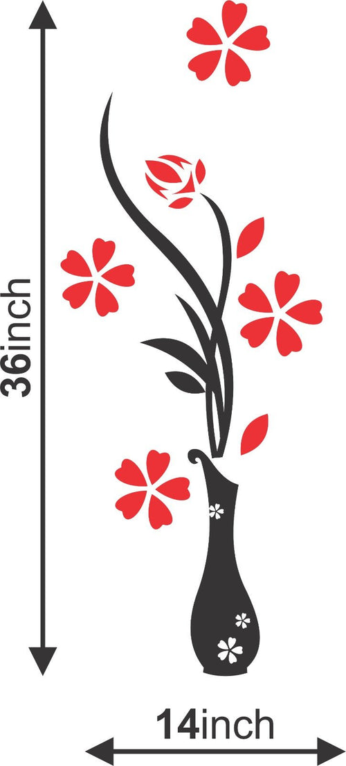 Acrylic 3D Vase plum wall stickers decoration