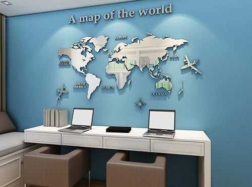 3D Wall Decor World Map for Office Decoration