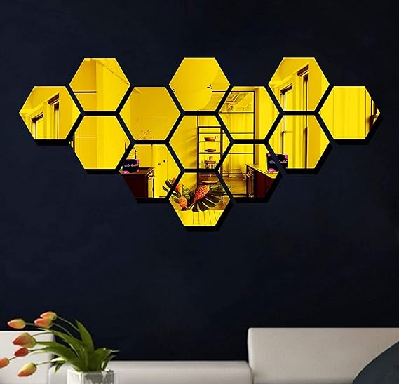 Hexagon Style Acrylic Mirror - [13 pieces]